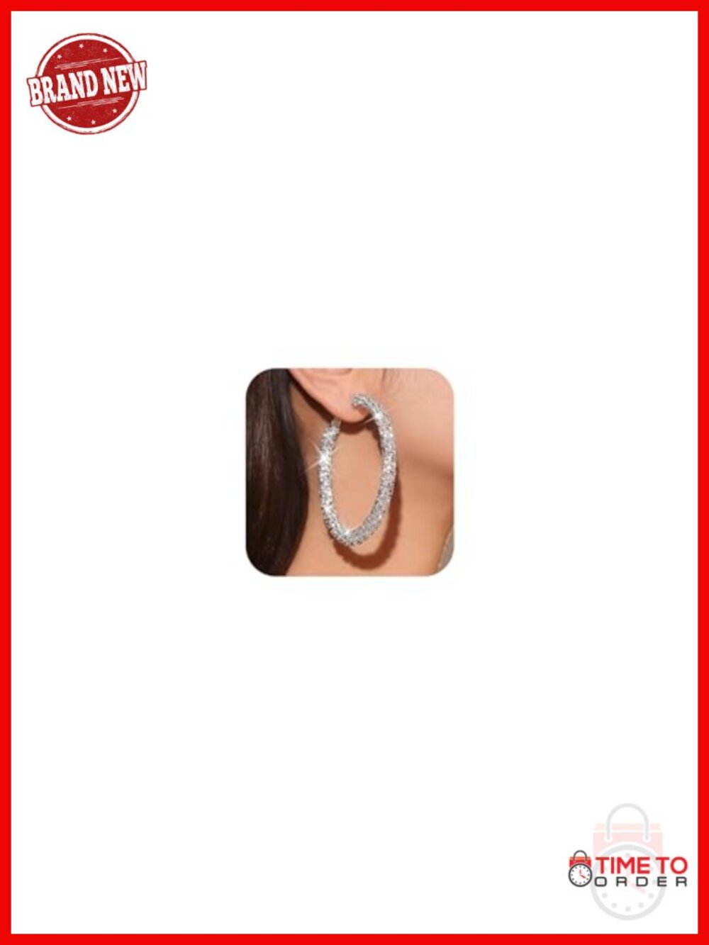 Rhinestone Hoop Earrings Pave Crystal Statement Bridal Wedding Party Jewelry